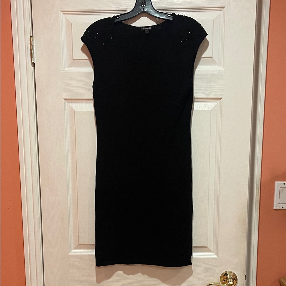 Express Black Cap Sleeve Mini Dress